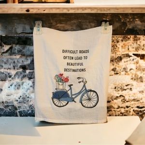 🌞Summer Clearance Tag 100% Cotton Dish Towel Bicycle With Flowers Spring Design